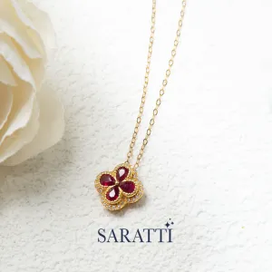 Trébol Rojo Ruby Pendant Necklace