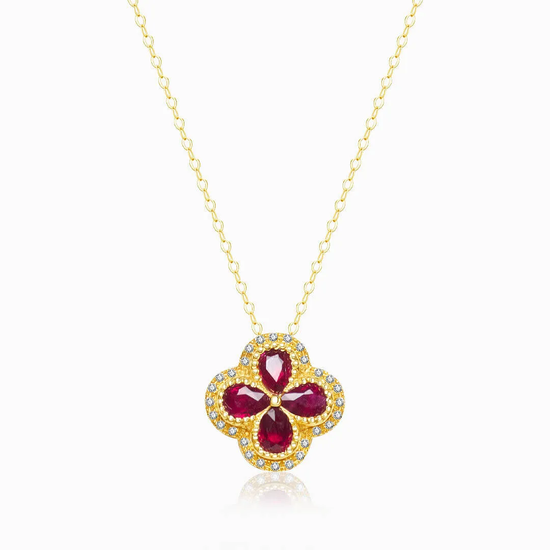 Trébol Rojo Ruby Pendant Necklace