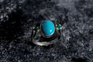 Turquoise Ring - Blue Turquoise Ring - Vintage Oval Ring