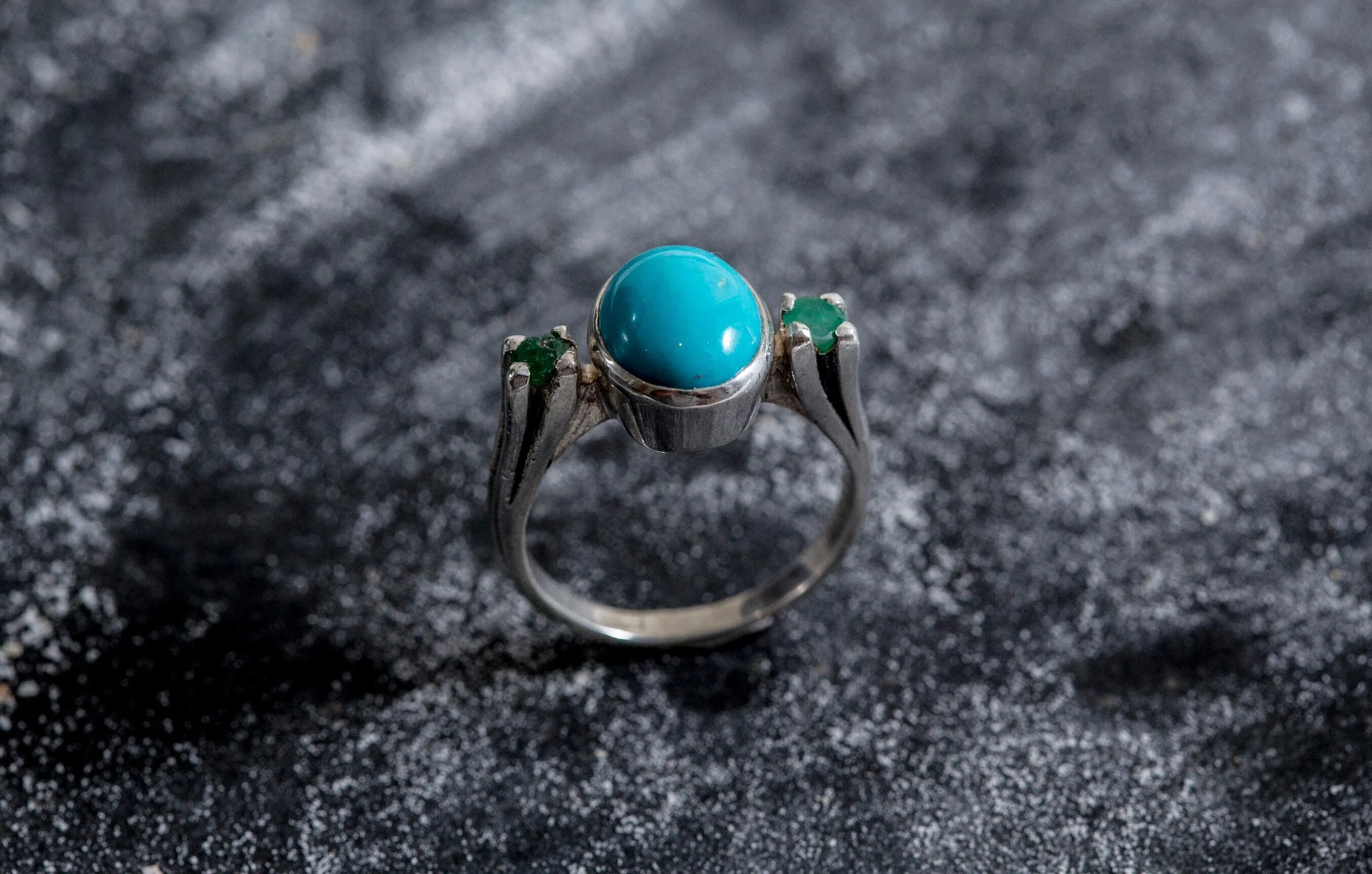 Turquoise Ring - Blue Turquoise Ring - Vintage Oval Ring