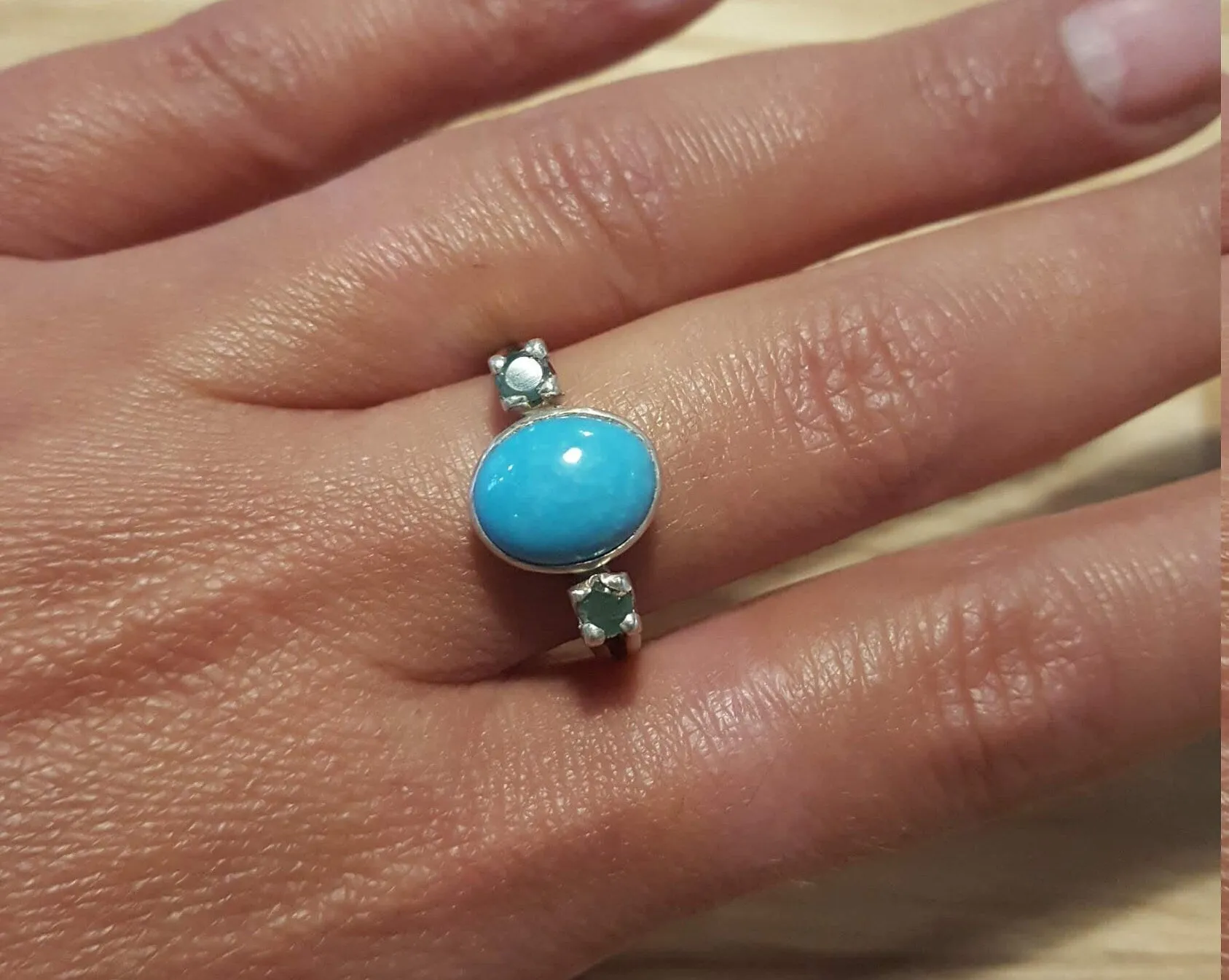 Turquoise Ring - Blue Turquoise Ring - Vintage Oval Ring