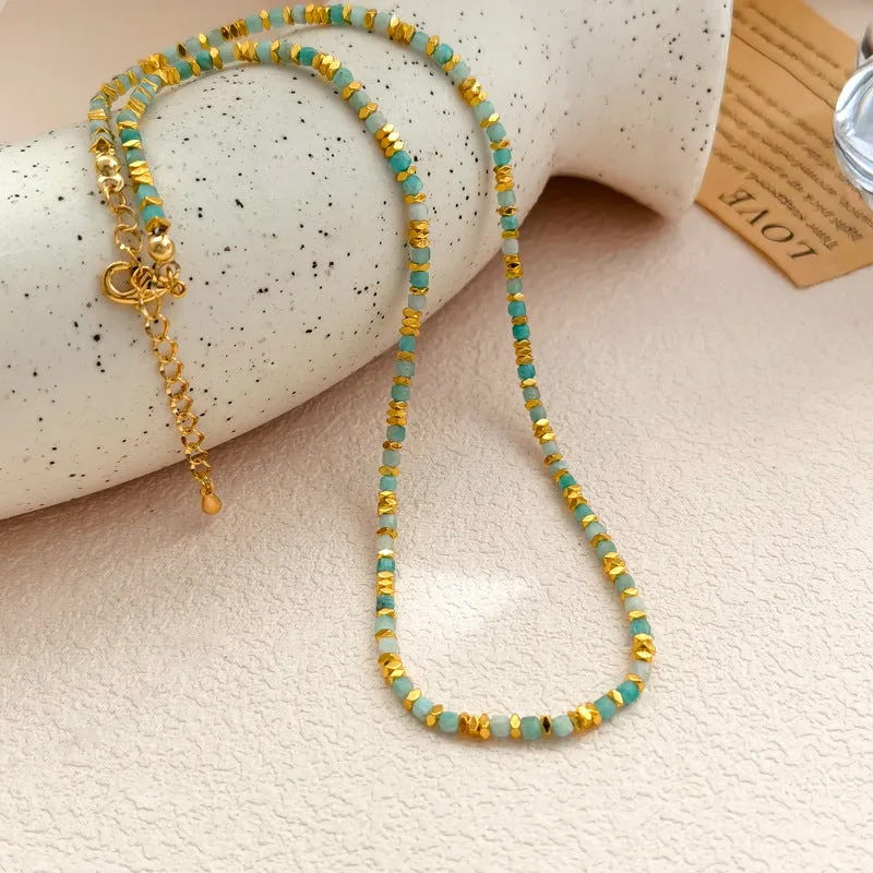 VAIGE Chic Geometric Stone Bead Chain Necklace