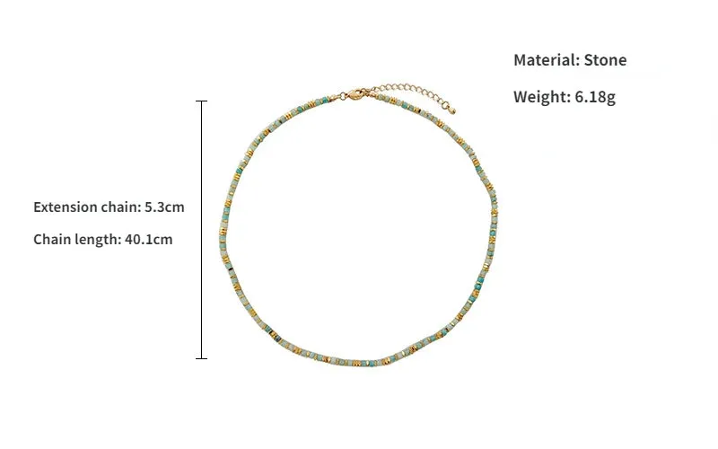 VAIGE Chic Geometric Stone Bead Chain Necklace