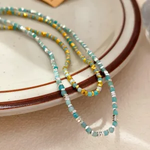 VAIGE Chic Geometric Stone Bead Chain Necklace
