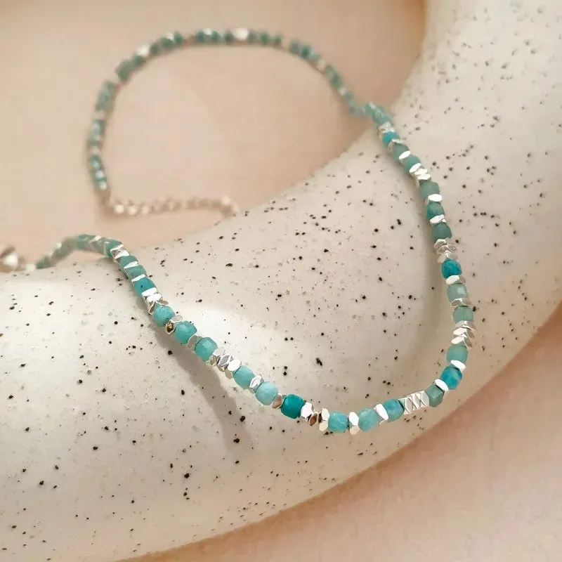 VAIGE Chic Geometric Stone Bead Chain Necklace