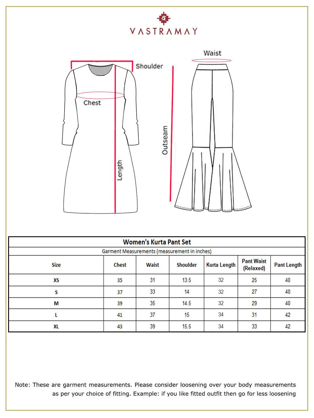 VASTRAMAY Women's Maroon Kurta Patiala Set