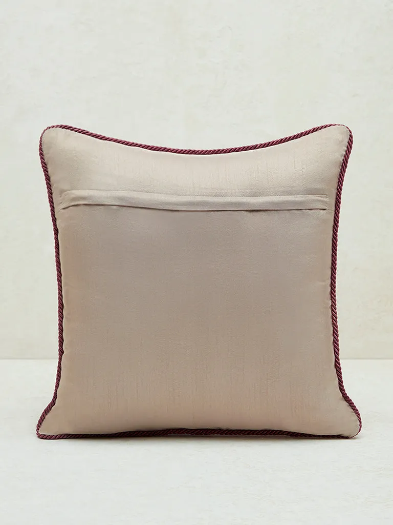 Westside Home Maroon Butta Embroidered Cushion Cover
