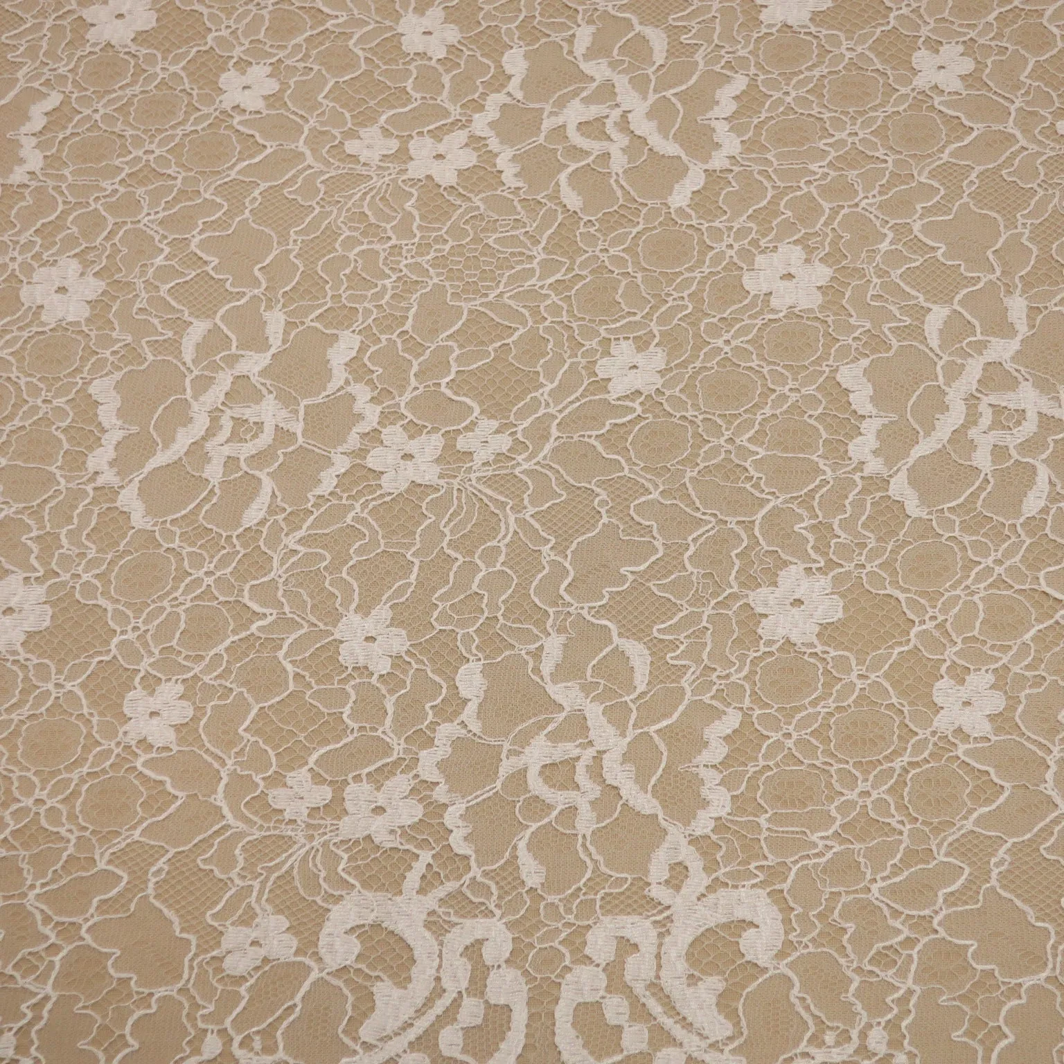 White Embroidered Tulle Floral Double Scalloped Lace